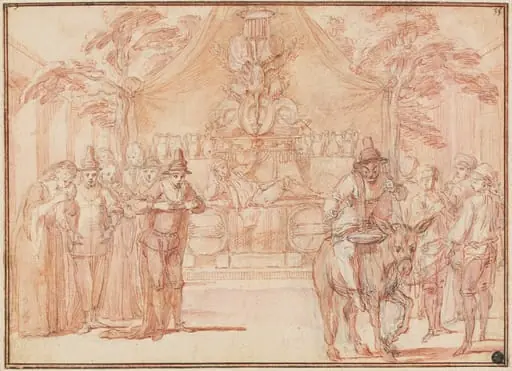 Scene from "The Tomb of Master André", by Claude Gillot