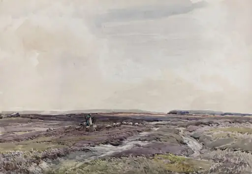 Sheep on the Moor, by Claude Hayes