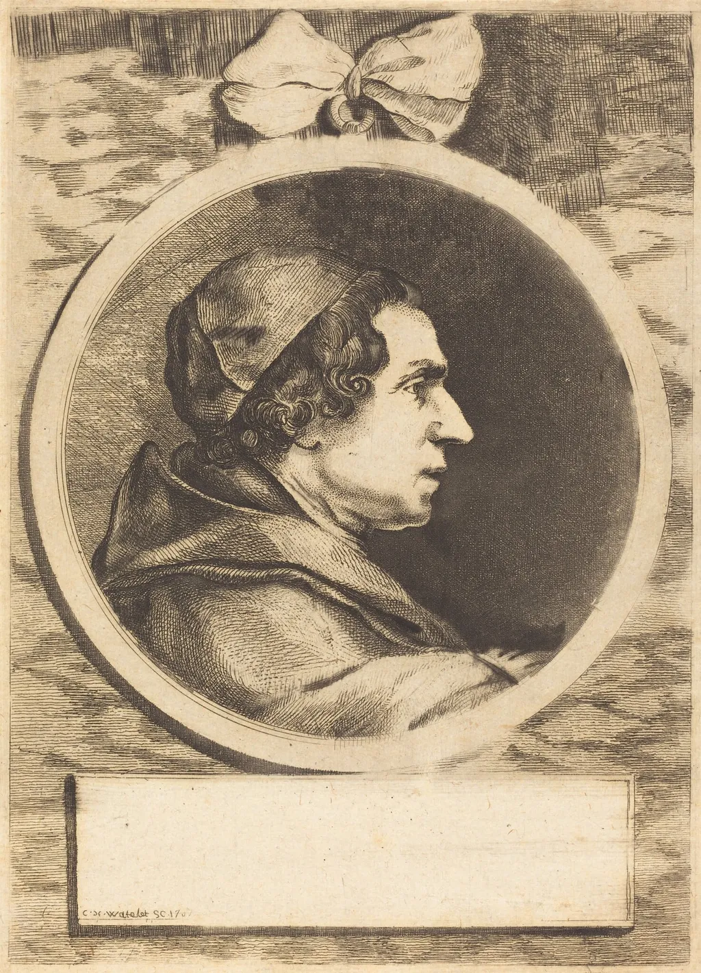 Portrait of an Abbot, by Claude Henri Watelet, ink, 1767