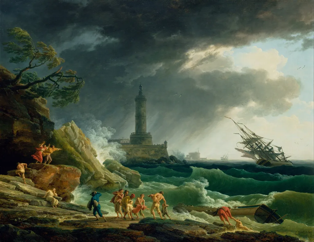 A Storm on a Mediterranean Coast, by Claude-Joseph Vernet, oil, 1767