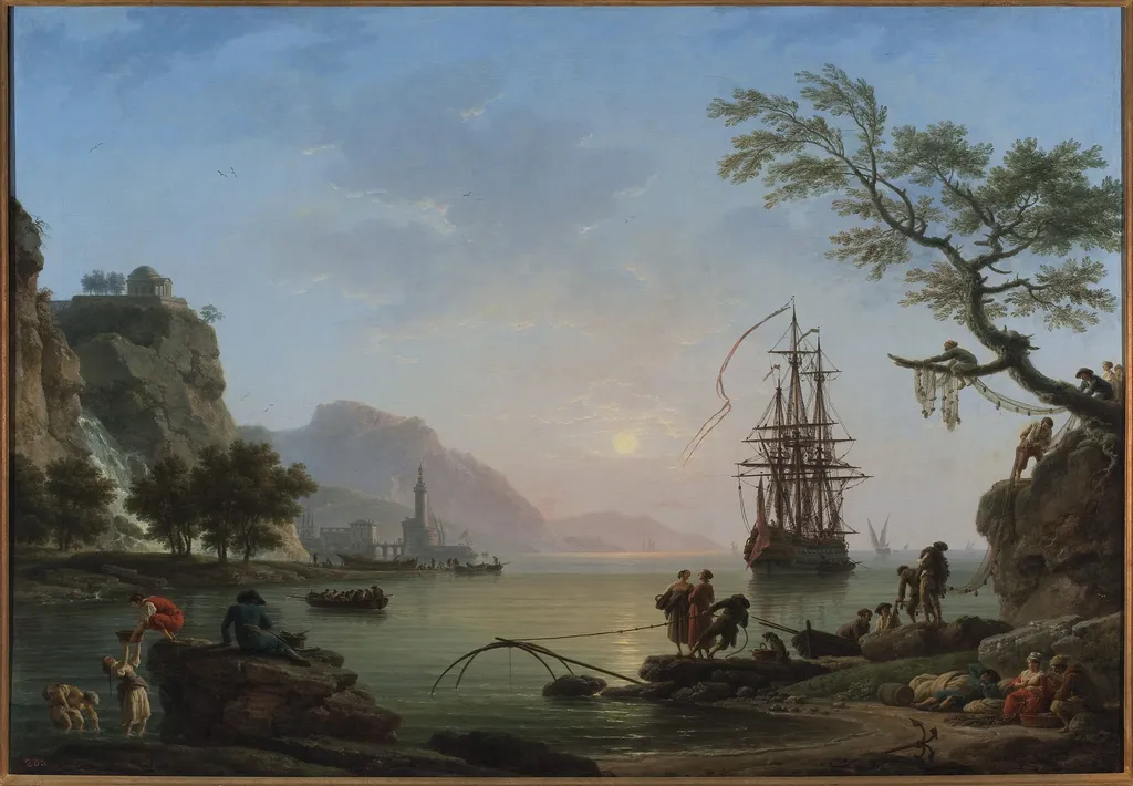 Fishing port at dawn (Morning), by Claude-Joseph Vernet, oil, 1774