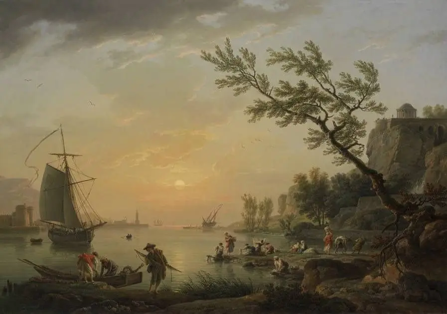 Seehafen bei Sonnenuntergang, by Claude-Joseph Vernet