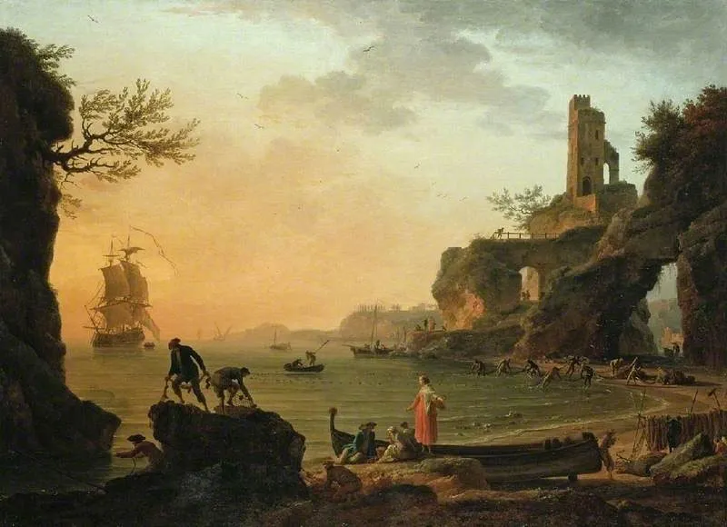 Sunset, by Claude-Joseph Vernet, oil, 1760