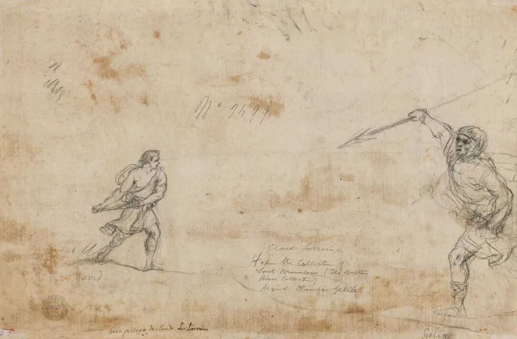 David and Goliath (verso), by Claude Lorrain, 1645