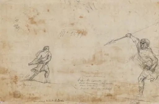 David and Goliath (verso), by Claude Lorrain