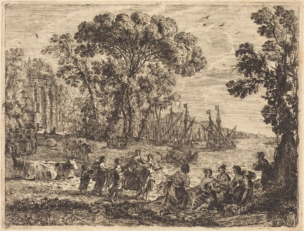 Europa and the Bull (L'enlèvement d'Europe), by Claude Lorrain, ink, 1634
