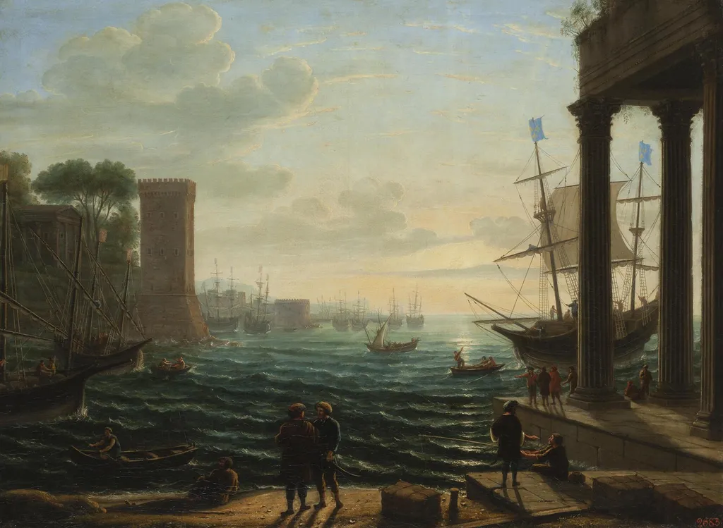 Evening at the Harbour, by Claude Lorrain, oil, 1640