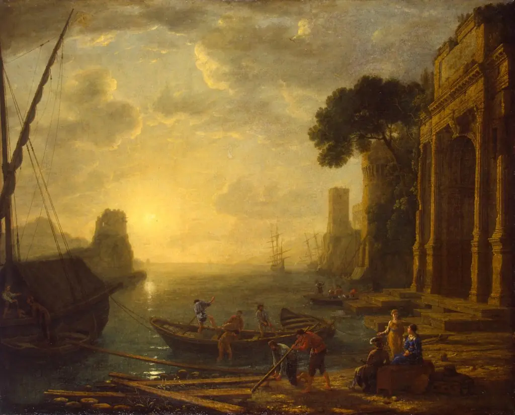 Harbour at Sunset, by Claude Lorrain