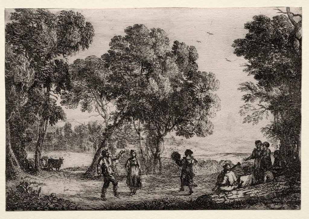 Landscape with a Country Dance (Small Plate), by Claude Lorrain, 1637