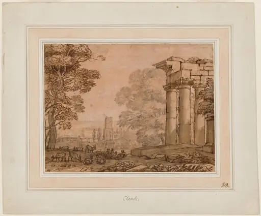 Landscape with Ruins, Pastoral Figures, and Trees, by Claude Lorrain