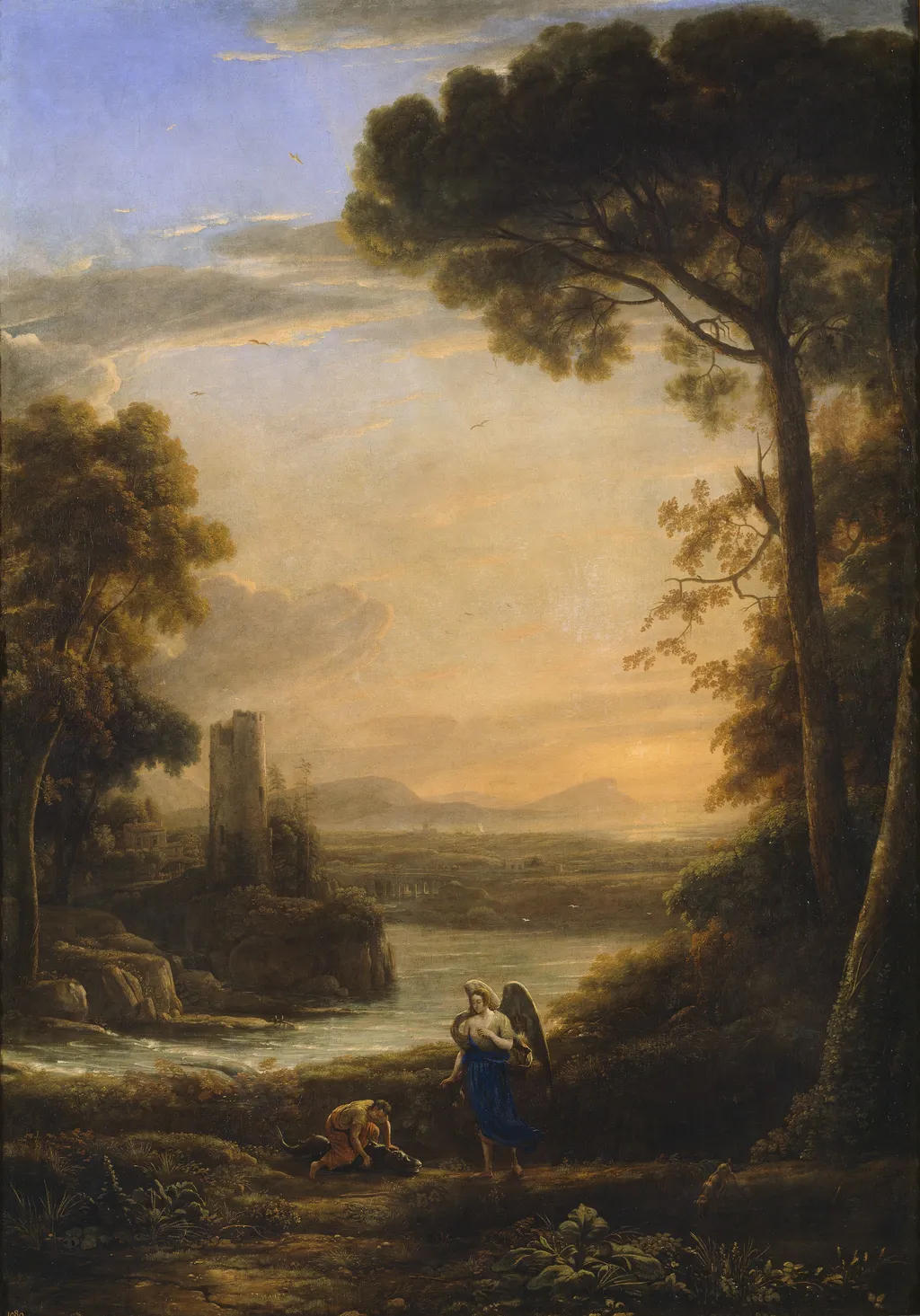 Landscape with Tobias and the Angel, by Claude Lorrain, oil, 1600