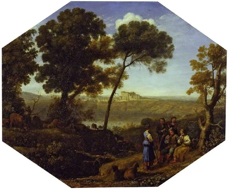Pastoral landscape with Lake Albano and Castel Gandolfo, by Claude Lorrain, unspecified, 1639