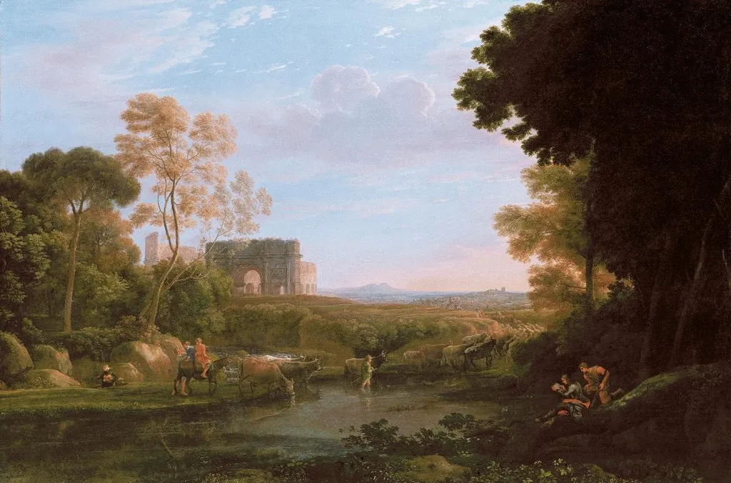 Pastorale avec l’Arc de Constantin, by Claude Lorrain, oil, 1648