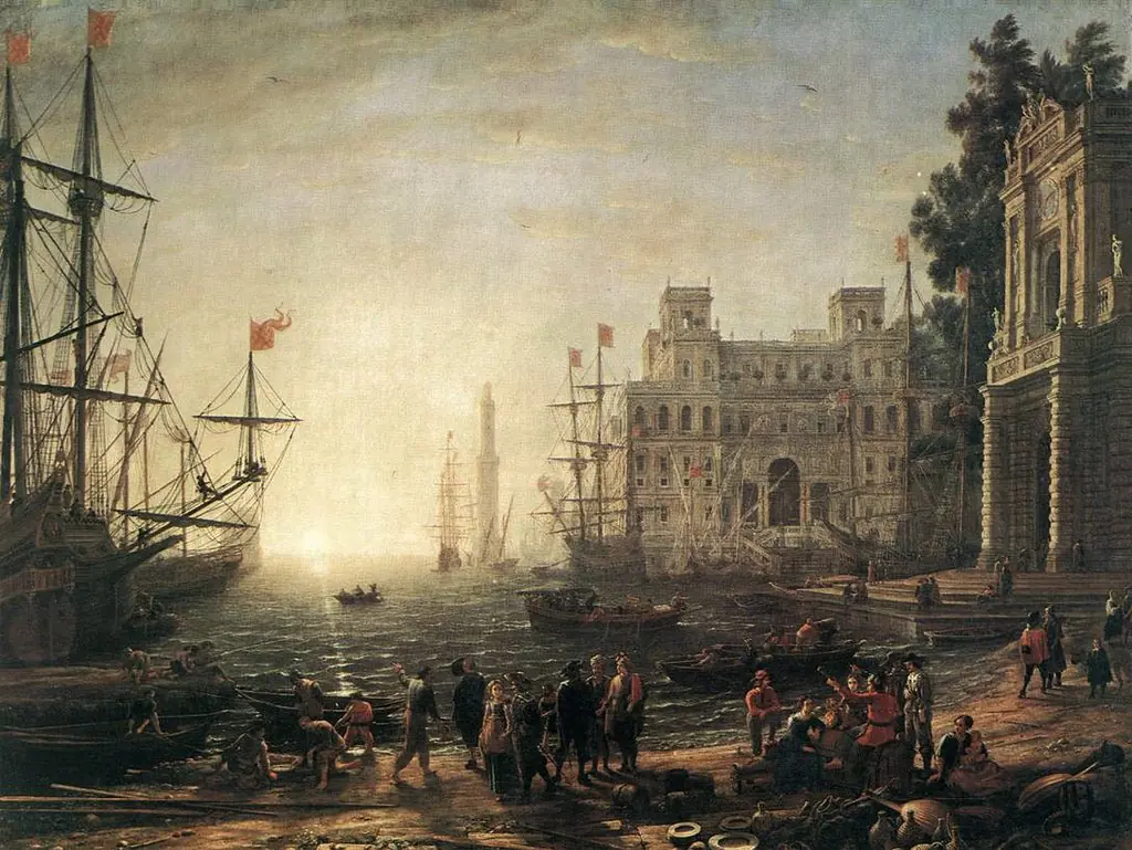 Port Scene with the Villa Medici, by Claude Lorrain