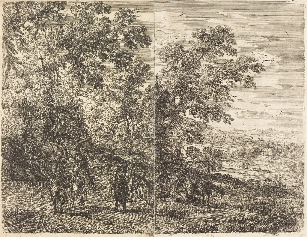Shepherd with Goats (Les chèvres), by Claude Lorrain, ink, 1632