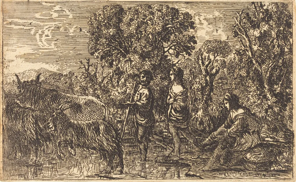 The Ford (Le passage du gué), by Claude Lorrain, ink, 1634
