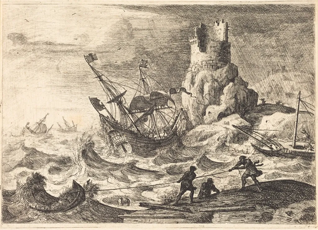 The Shipwreck (Le naufrage), by Claude Lorrain, ink, 1640