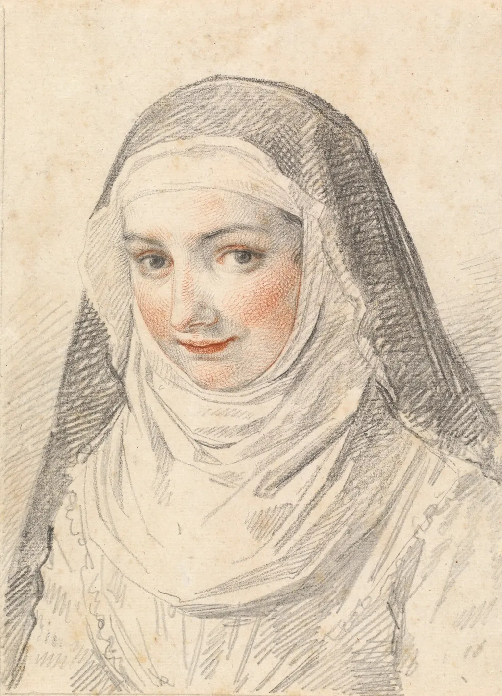 A Young Nun, by Claude Mellan, graphite, 1643