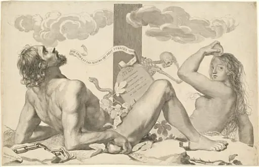 Adam and Eve at the Foot of the Cross, by Claude Mellan