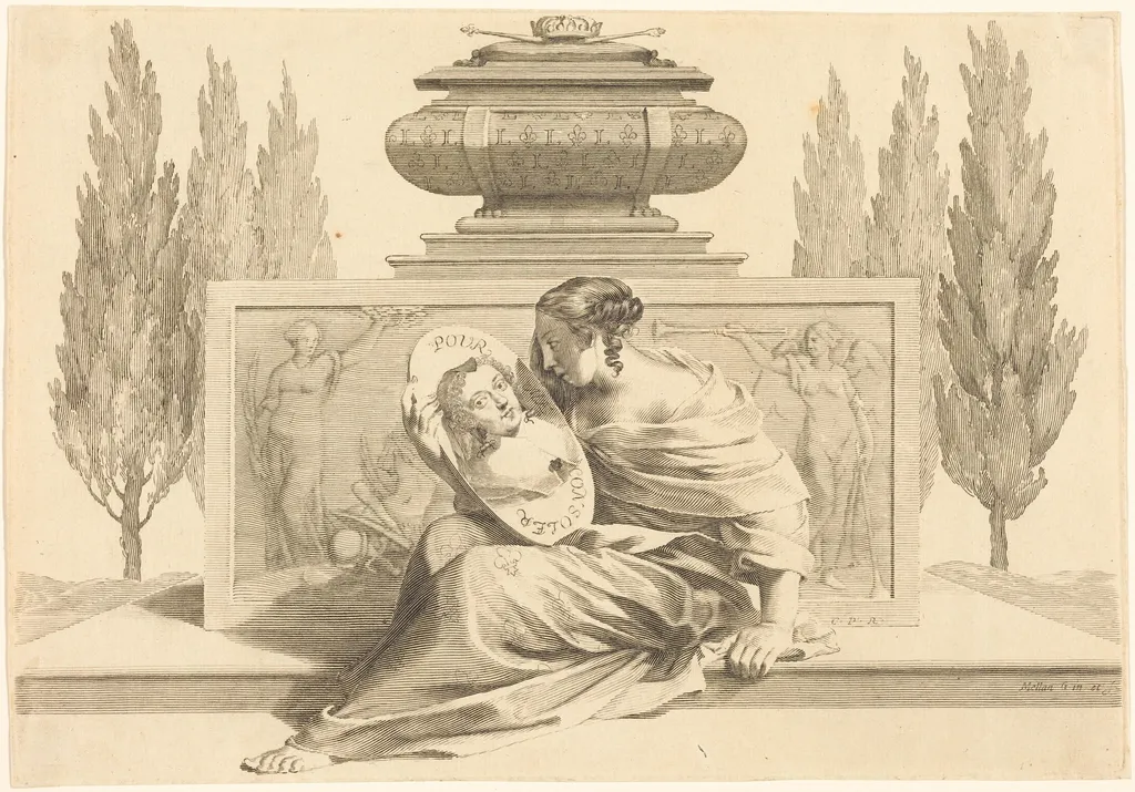 Allegory in Honor of Anne of Austria, by Claude Mellan, ink, 1643
