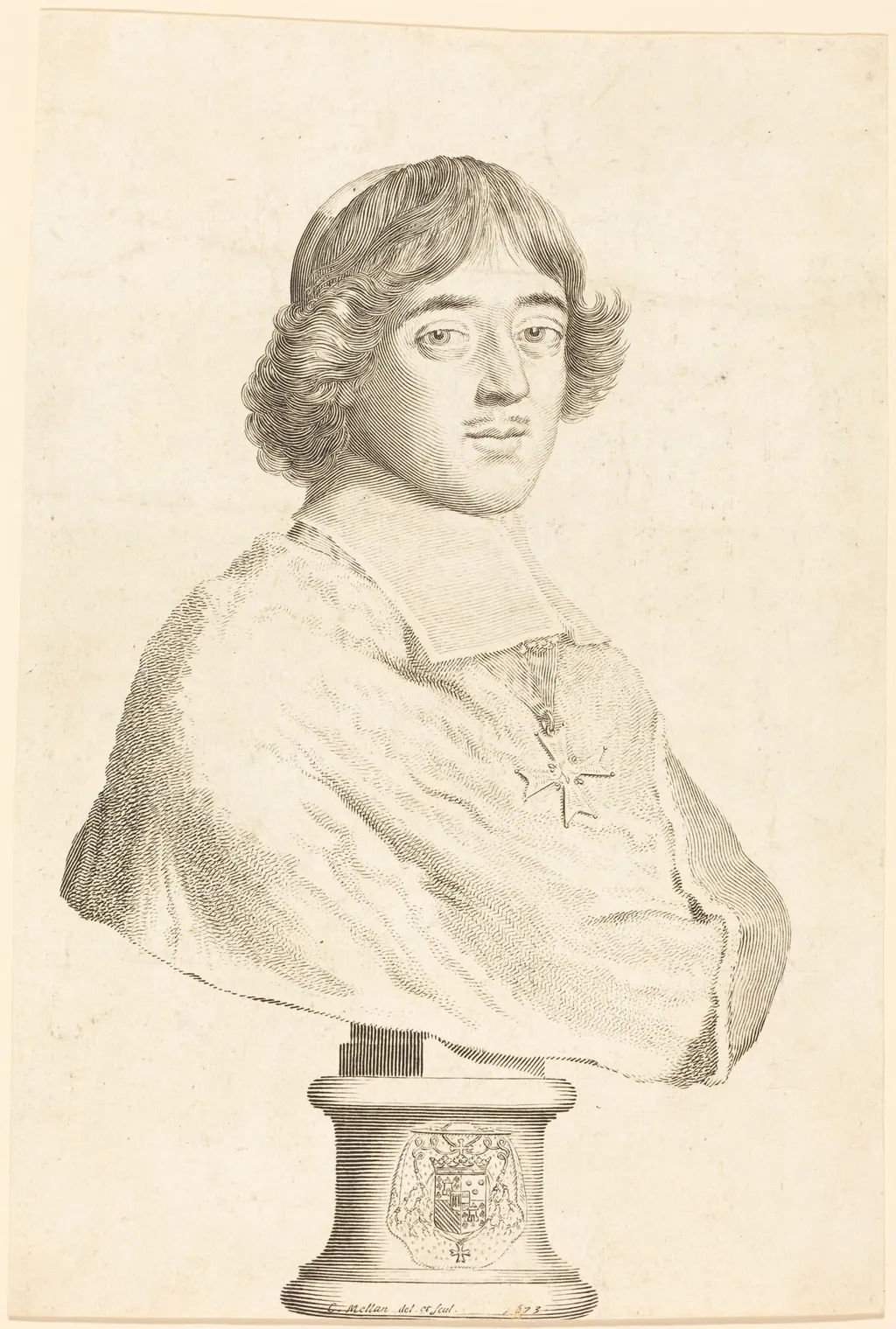 Cardinal de Bouillon, by Claude Mellan, ink, 1673