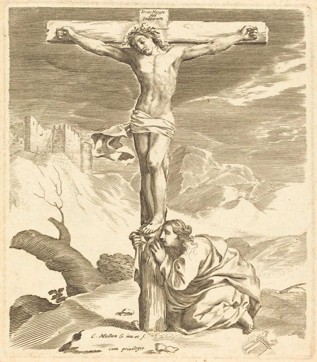 Christ on the Cross, by Claude Mellan, ink, 1643
