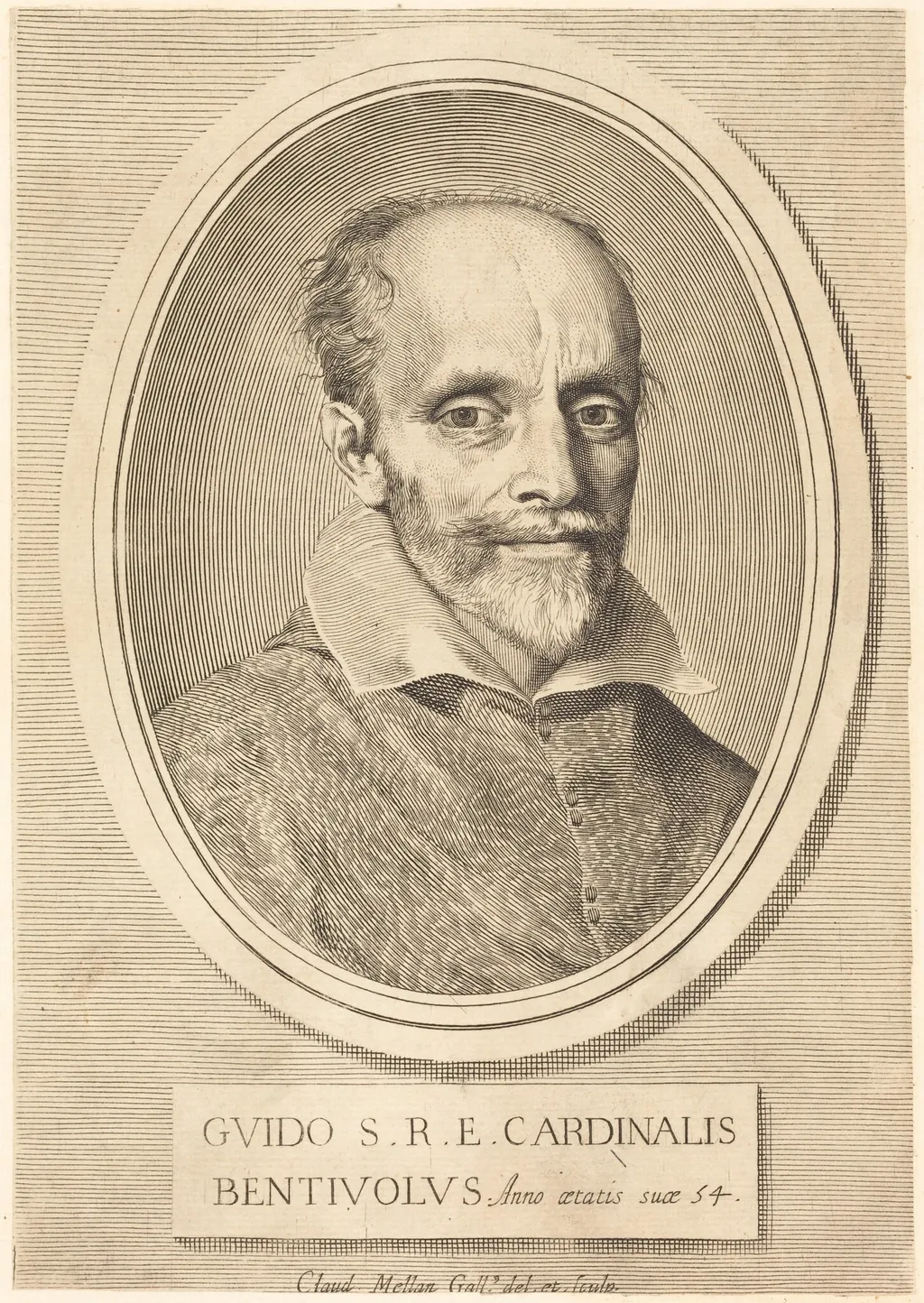 Guido Bentivoglio, by Claude Mellan, ink, 1643