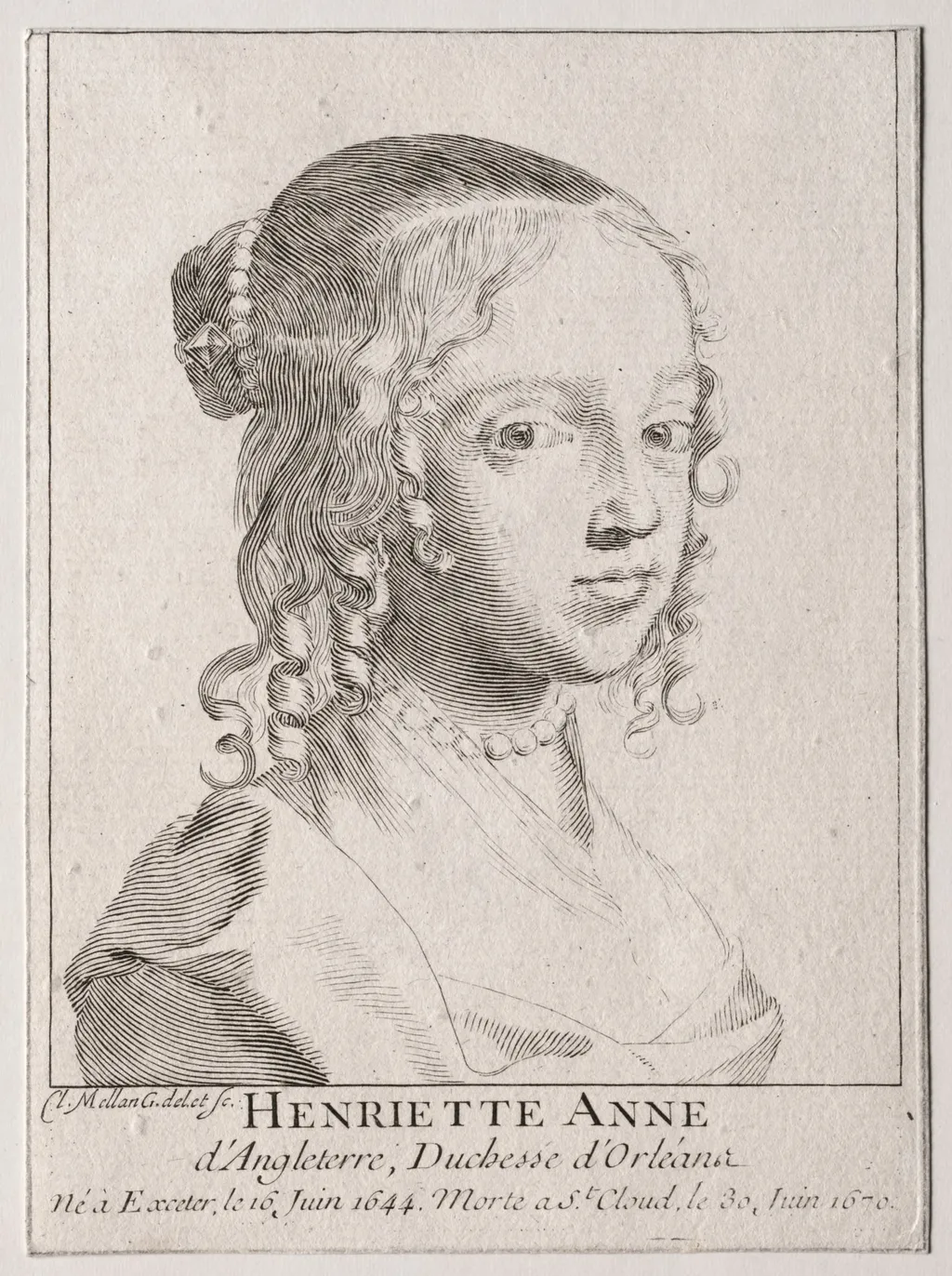 Henriette-Marie d'Angleterre, duchess d'Orleans, by Claude Mellan, 1658