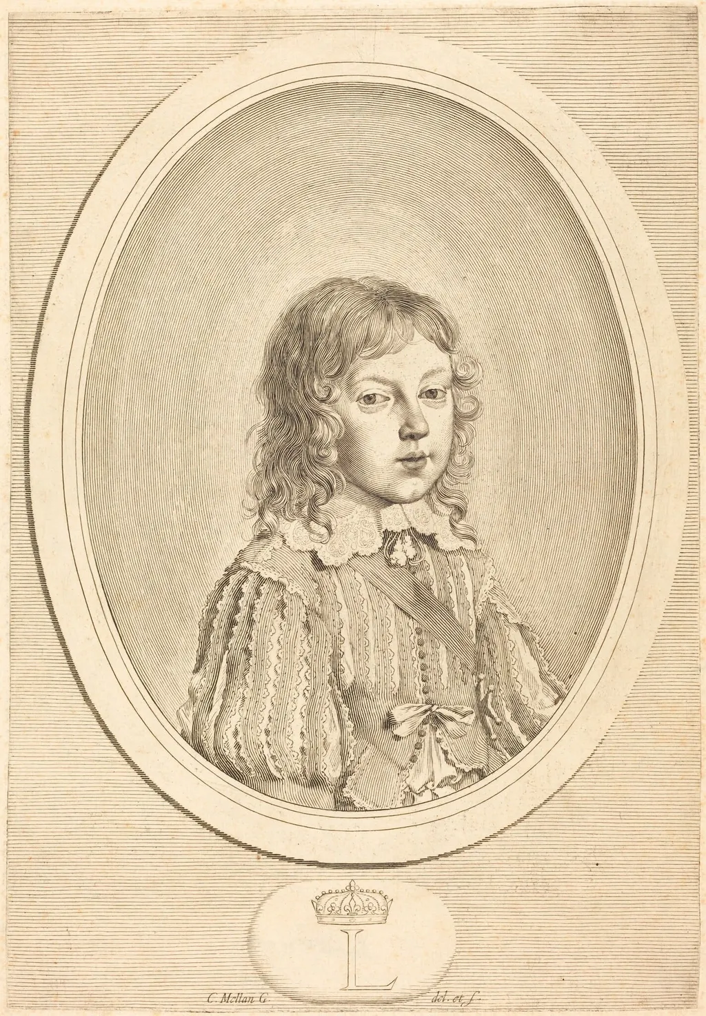 Louis XIV as a Boy, by Claude Mellan, ink, 1643