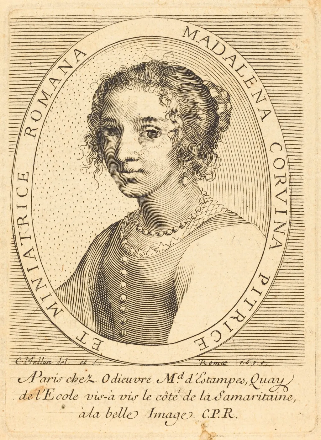 Maddalena Corvina, by Claude Mellan, ink