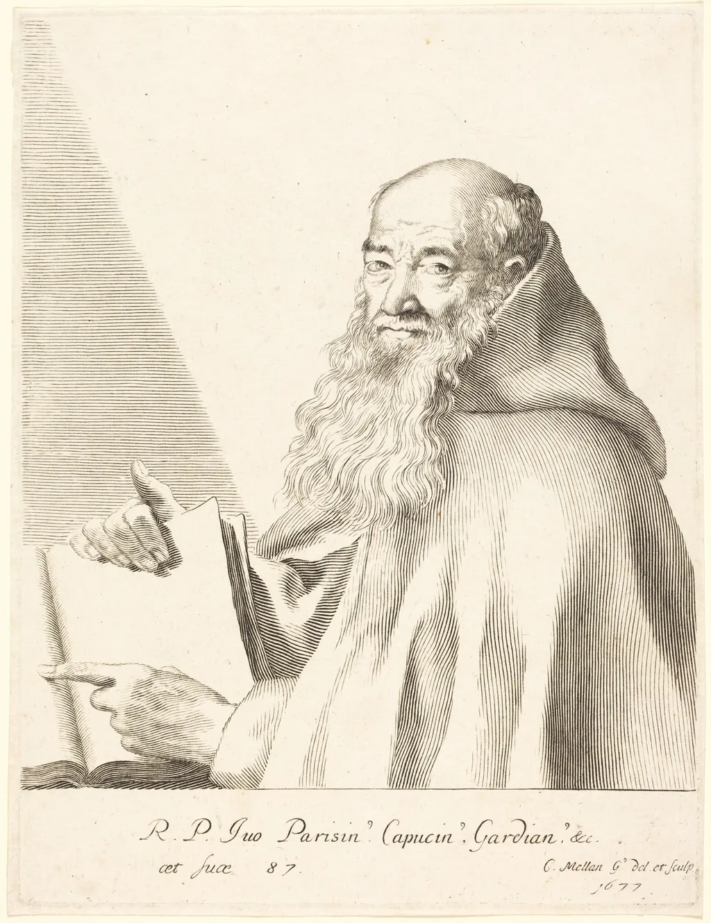 Pere Ives, by Claude Mellan, ink, 1677