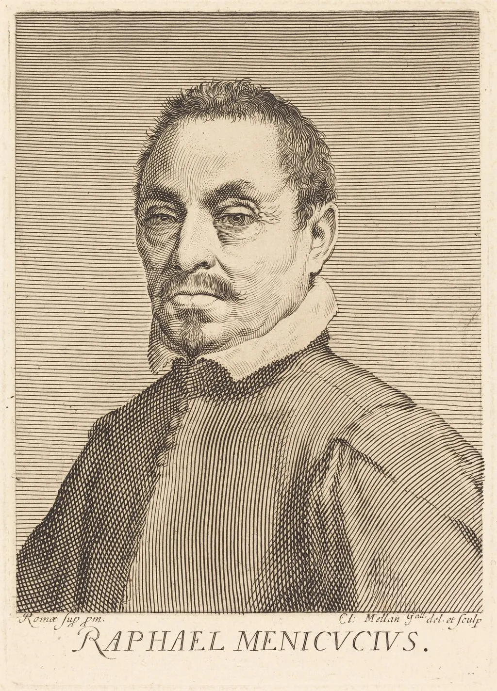 Raffaello Menicucci, by Claude Mellan, ink, 1643