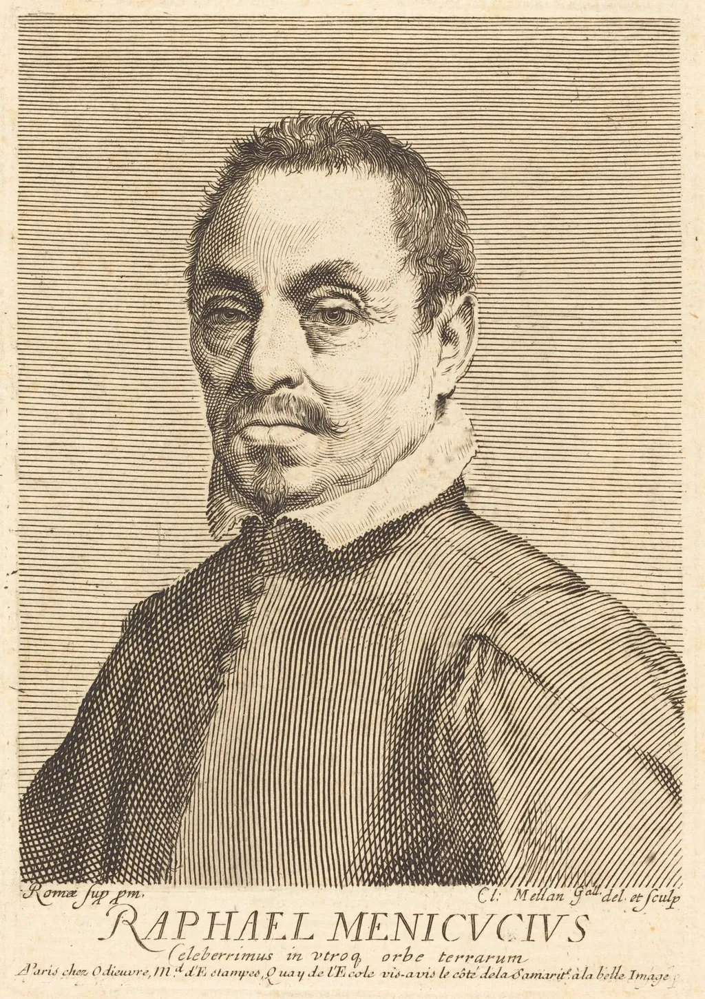 Raffaello Menicucci, by Claude Mellan, ink, 1643