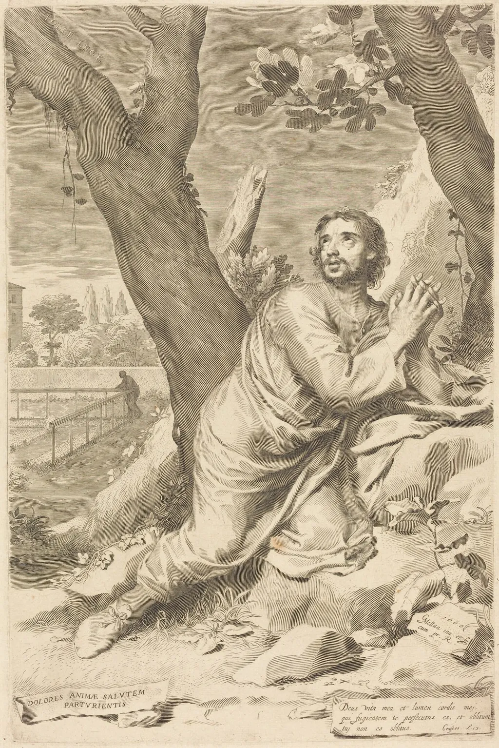 Saint Augustine, by Claude Mellan, ink, 1660