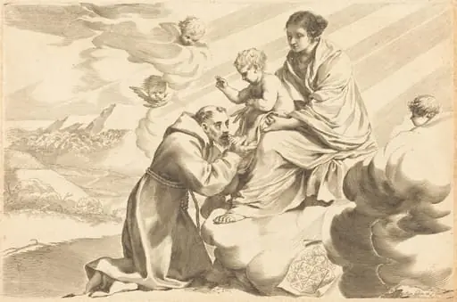 Saint Francis Adoring the Christ Child, by Claude Mellan