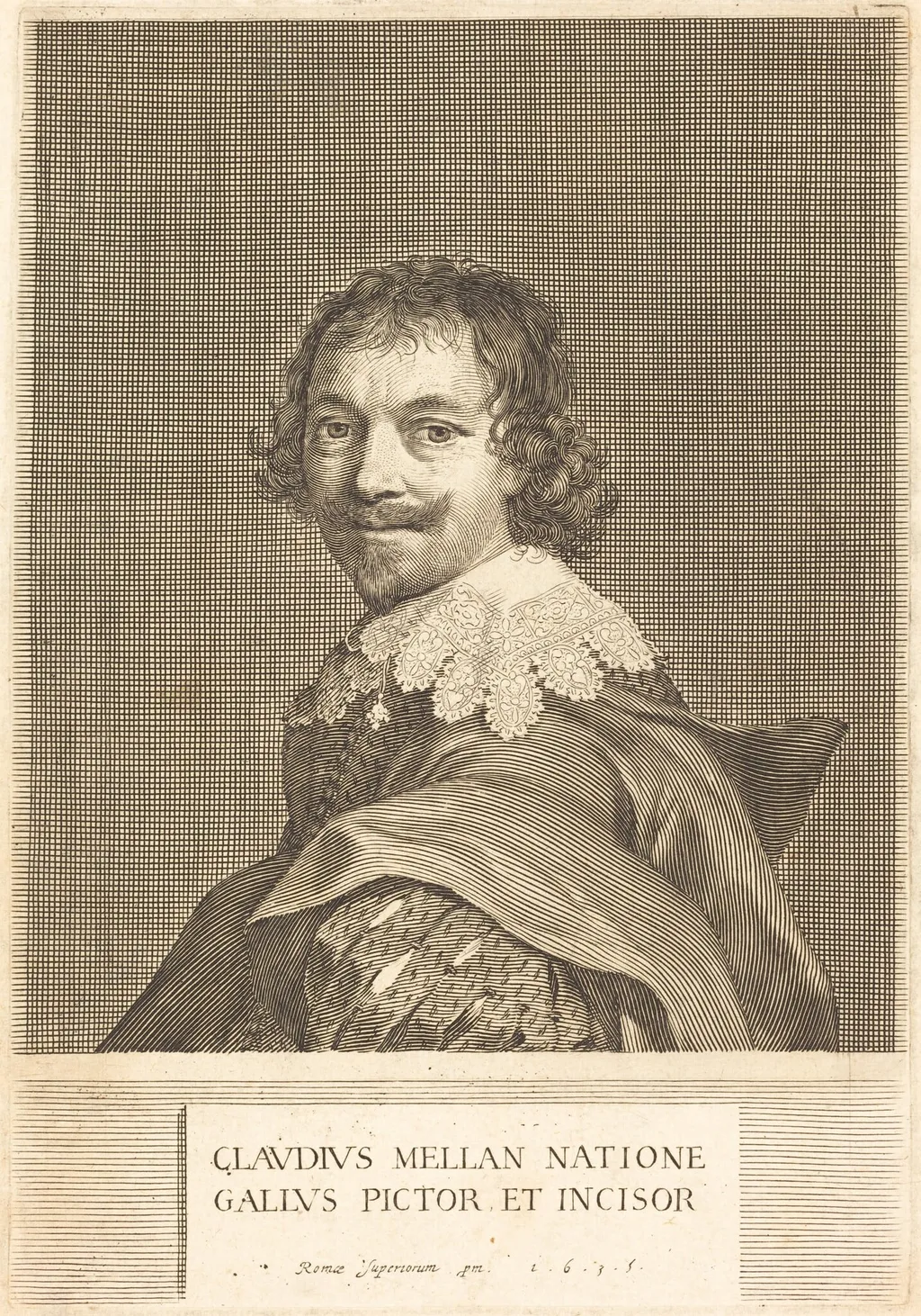 Self-Portrait, by Claude Mellan, ink, 1635