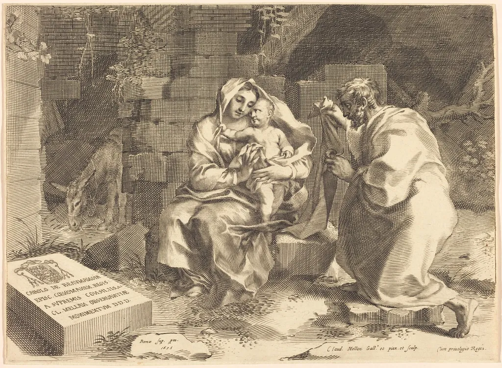 The Holy Family, by Claude Mellan, ink, 1635