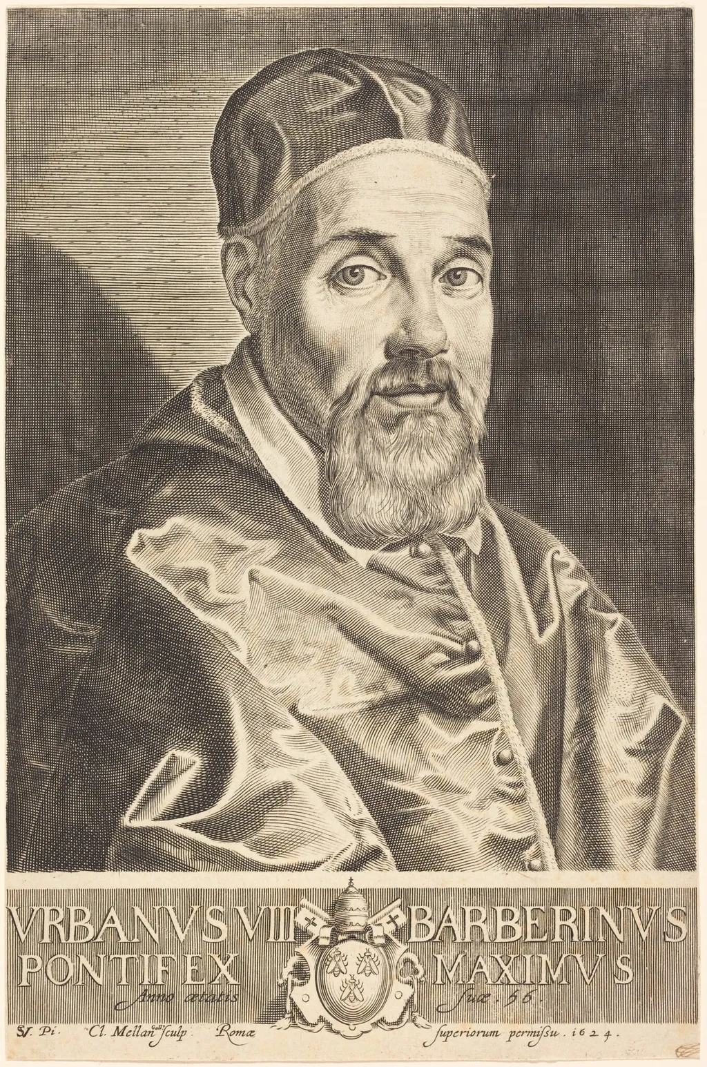 Urban VIII, by Claude Mellan, ink, 1624