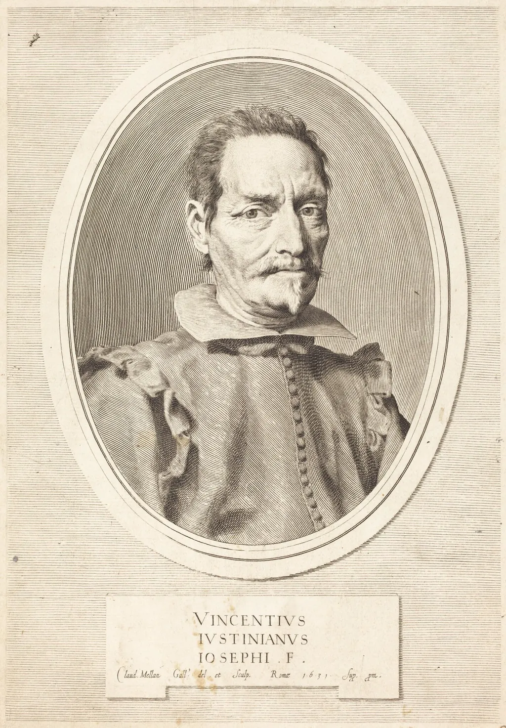 Vincenzo Giustiniani, by Claude Mellan, ink, 1631