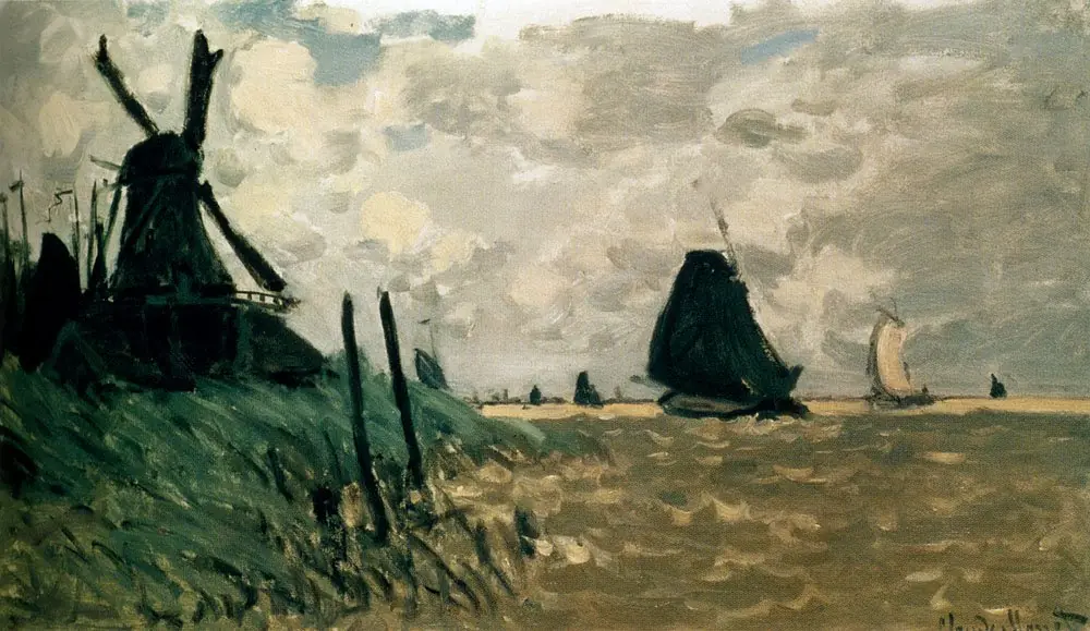 A windmill near Zaandam, by Claude Monet