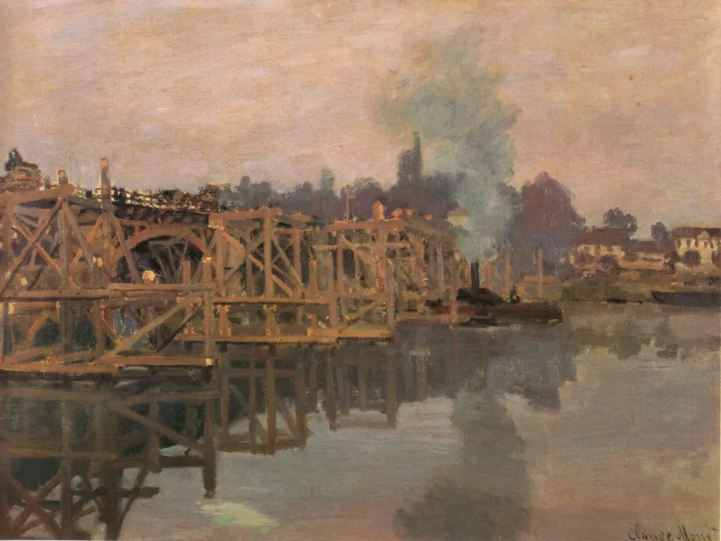 Argenteuil, the Bridge under Repair, by Claude Monet, oil, 1872
