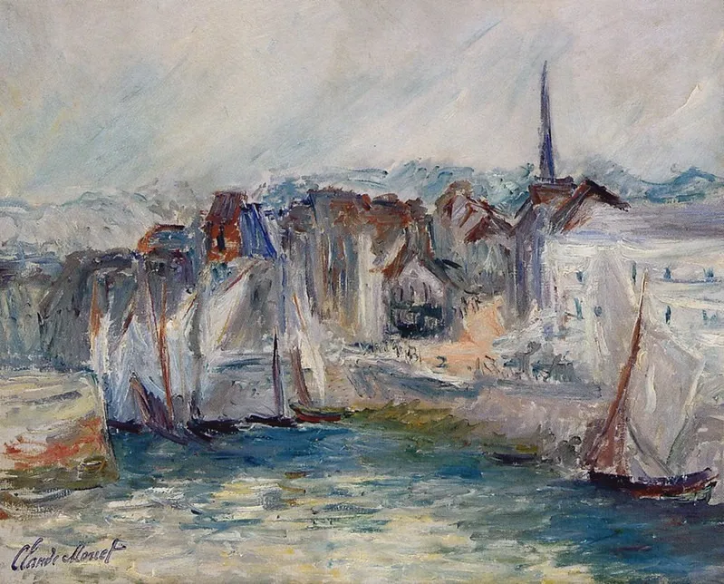 Boats in the Port of Honfleur, by Claude Monet, oil, 1917