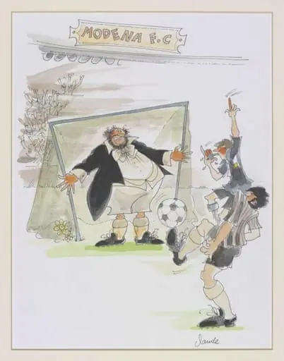 Caricature drawing of Luciano Pavarotti, by Claude Monet