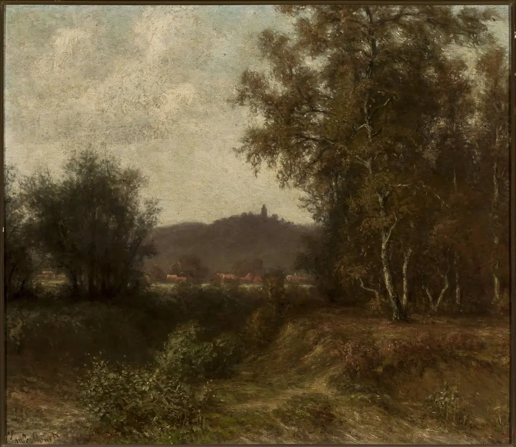 Countryside landscape with trees, by Claude Monet