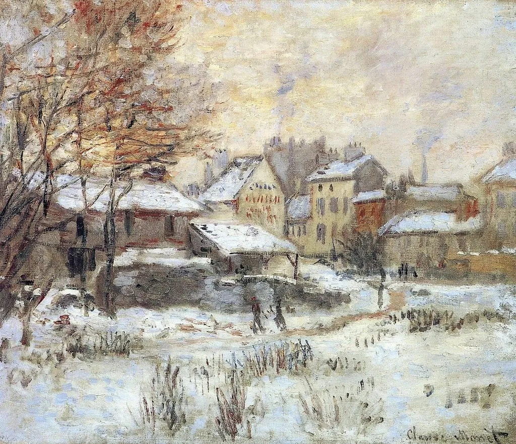 Effet de neige, soleil couchant, by Claude Monet, oil, 1875