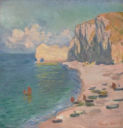 Étretat: The Beach and the Falaise d'Amont, by Claude Monet