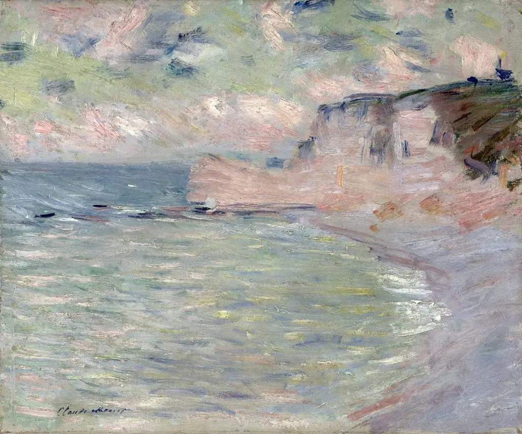 Falaise et Porte d'Amont, effet du matin, by Claude Monet