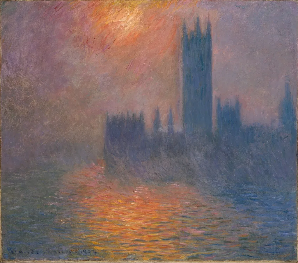 Houses of Parliament, sunset, by Claude Monet, oil, 1904