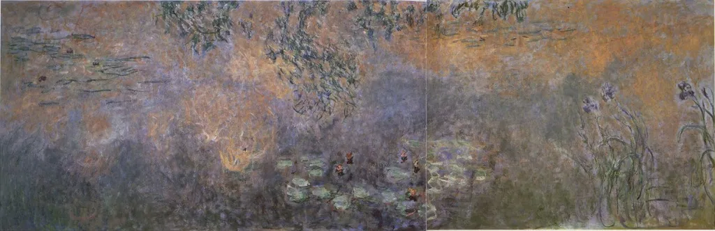 Le Bassin aux nymphéas avec iris, by Claude Monet, oil, 1918
