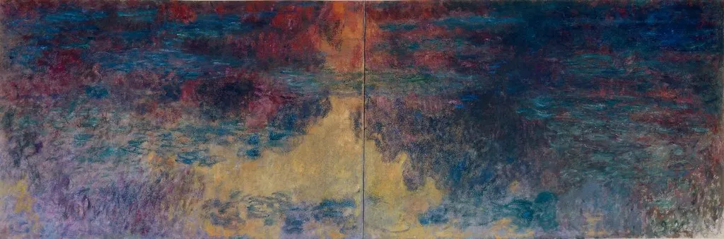 Le Bassin aux nymphéas, le soir, by Claude Monet, oil, 1918
